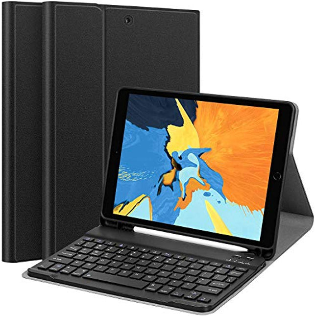 ABOUTTHEFIT iPad 10.2 9th 8th 7th Generation Keyboard Case - Smart Case with Wireless Keyboard Tablet Detachable Bluetooth Keyboard Stand Cover with Pencil Holder, Black - Unboxify