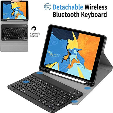 ABOUTTHEFIT iPad 10.2 9th 8th 7th Generation Keyboard Case - Smart Case with Wireless Keyboard Tablet Detachable Bluetooth Keyboard Stand Cover with Pencil Holder, Black - Unboxify
