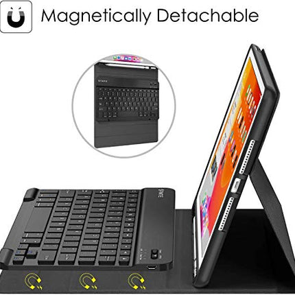 ABOUTTHEFIT iPad 10.2 9th 8th 7th Generation Keyboard Case - Smart Case with Wireless Keyboard Tablet Detachable Bluetooth Keyboard Stand Cover with Pencil Holder, Black - Unboxify