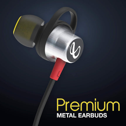 Infinity - JBL Glide N120, in Ear Wireless Earphones with Mic, Deep Bass, Dual Equalizer, 12mm Drivers, Premium Metal Earbuds, Comfortable Flex Neckband, Bluetooth 5.0, IPX5 Sweatproof (Black & Red)