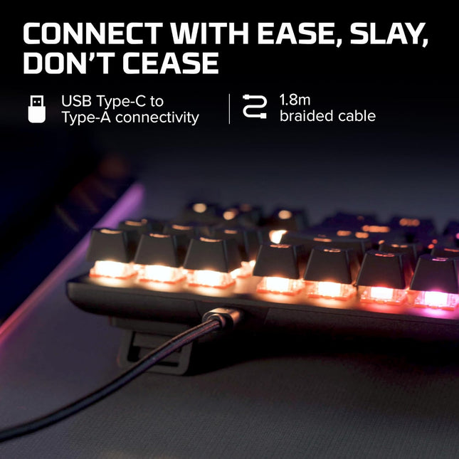 HyperX Alloy Origins Core Tenkeyless USB Mechanical Gaming Keyboard with Software Controlled Light & Macro Customization, Compact Form Factor, Tactile Switch (Aqua, RGB LED Backlit, HX-KB7AQX-US)