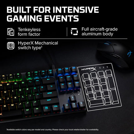 HyperX Alloy Origins Core Tenkeyless USB Mechanical Gaming Keyboard with Software Controlled Light & Macro Customization, Compact Form Factor, Tactile Switch (Aqua, RGB LED Backlit, HX-KB7AQX-US)