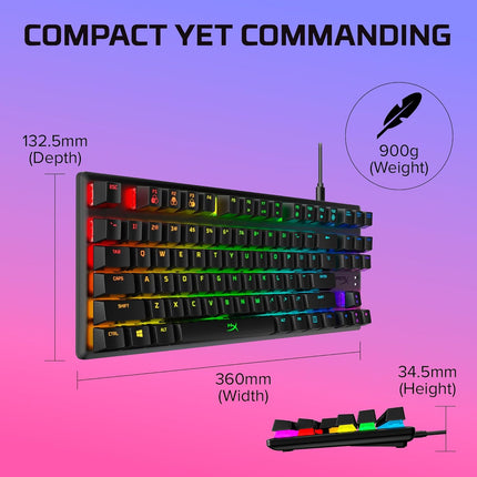 HyperX Alloy Origins Core Tenkeyless USB Mechanical Gaming Keyboard with Software Controlled Light & Macro Customization, Compact Form Factor, Tactile Switch (Aqua, RGB LED Backlit, HX-KB7AQX-US)