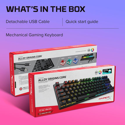 HyperX Alloy Origins Core Tenkeyless USB Mechanical Gaming Keyboard with Software Controlled Light & Macro Customization, Compact Form Factor, Tactile Switch (Aqua, RGB LED Backlit, HX-KB7AQX-US)