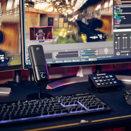 Elgato Wave:3 Premium USB Condenser Unidirectional Microphone and Digital Mixing Solution, Anti-Clipping Technology, Capacitive Mute, Streaming and Podcasting, (10MAB9901, Black)