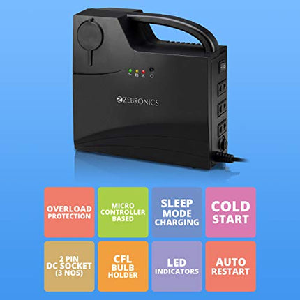 Zebronics CFL UPS Zeb-CU5013 with CFL Bulb Holder,Overload Indication,Microcontroller Based,2 pin DC Socket,Short Circuit Protection,Overload Indication - Unboxify