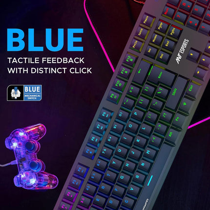 Ant Esports MK3400 V3 Pro Mechanical Pro World of Warship Edition Wired RGB Gaming Keyboard (Black)