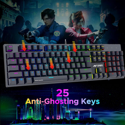 Ant Esports MK3400 V3 Pro Mechanical Pro World of Warship Edition Wired RGB Gaming Keyboard (Black)