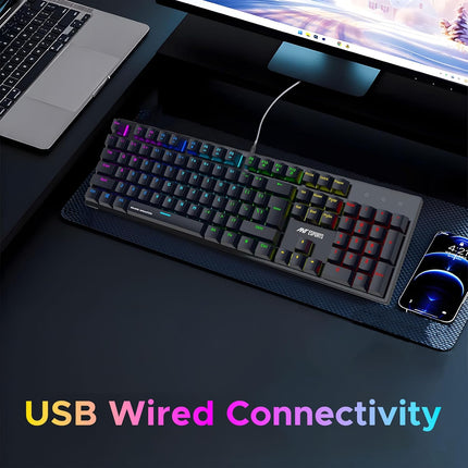 Ant Esports MK3400 V3 Pro Mechanical Pro World of Warship Edition Wired RGB Gaming Keyboard (Black)