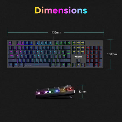 Ant Esports MK3400 V3 Pro Mechanical Pro World of Warship Edition Wired RGB Gaming Keyboard (Black)