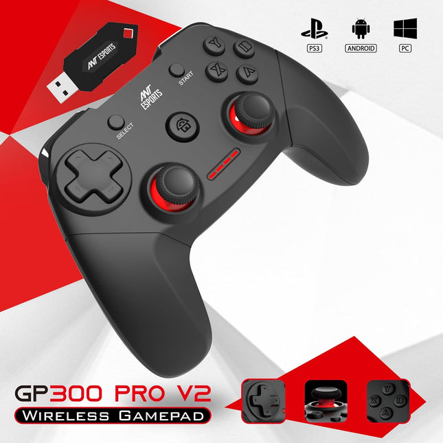 Ant Esports GP300 Pro V2 Wireless Gaming Controller, Compatible for PC & Laptop (Windows 10/8 /7 XP, Steam) / PS3