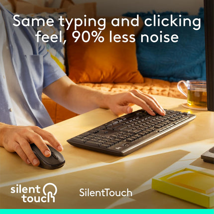 Logitech MK295 Silent Wireless Mouse & Keyboard Combo with SilentTouch Technology, Full Numpad, Advanced Optical Tracking, Lag-Free Wireless, 90% Less Noise - Black - Unboxify