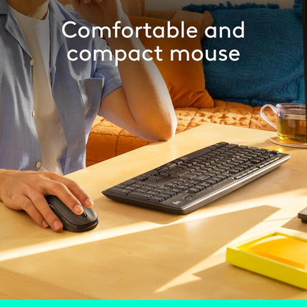 Logitech MK295 Silent Wireless Mouse & Keyboard Combo with SilentTouch Technology, Full Numpad, Advanced Optical Tracking, Lag-Free Wireless, 90% Less Noise - Black - Unboxify