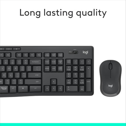 Logitech MK295 Silent Wireless Mouse & Keyboard Combo with SilentTouch Technology, Full Numpad, Advanced Optical Tracking, Lag-Free Wireless, 90% Less Noise - Black - Unboxify