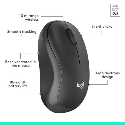Logitech MK295 Silent Wireless Mouse & Keyboard Combo with SilentTouch Technology, Full Numpad, Advanced Optical Tracking, Lag-Free Wireless, 90% Less Noise - Black - Unboxify