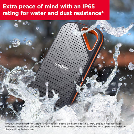 SanDisk 2TB Extreme Pro Portable SSD 2000MB/s R/ W, Upto 3 meter drop protection with IP65 water and dust resistance, Metal Enclosure, PC, MAC & TypeC Smartphone Compatible, 5Y Warranty,External SSD