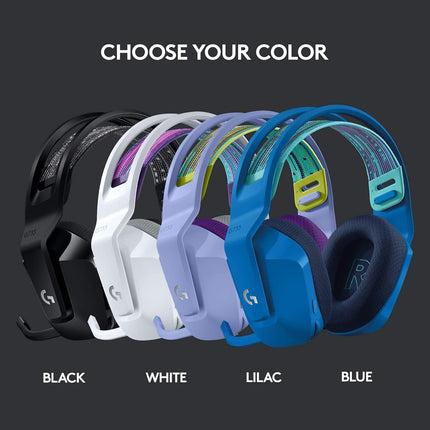 Logitech G 733 Lightspeed Over Ear Wireless Gaming Headset with Suspension Headband, LIGHTSYNC RGB, Blue VO!CE Mic Technology and PRO-G Audio Drivers - Black