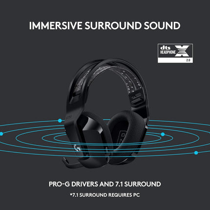 Logitech G 733 Lightspeed Over Ear Wireless Gaming Headset with Suspension Headband, LIGHTSYNC RGB, Blue VO!CE Mic Technology and PRO-G Audio Drivers - Black