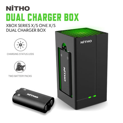 NITHO Controller Battery Pack and Charging Dock, Compatible with Xbox Series X|S, Xbox One/One X/One S Elite, Includes 2 Rechargeable Batteries and USB-C Cable