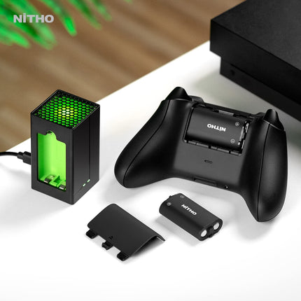NITHO Controller Battery Pack and Charging Dock, Compatible with Xbox Series X|S, Xbox One/One X/One S Elite, Includes 2 Rechargeable Batteries and USB-C Cable