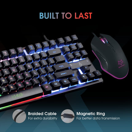 EvoFox X-Team Fireblade Gaming Keyboard Combo with Space-Saving TKL Design, Breathing LED Effects, Anti-ghosting Keys and 6 Button Mouse with up to 3200 DPI Setting (Wired, Black)
