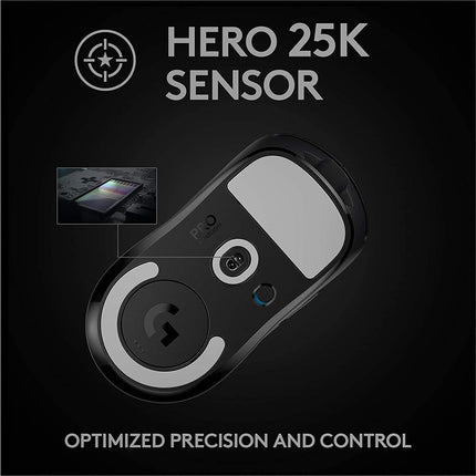 Logitech G PRO X Superlight Wireless USB Gaming Mouse, Ultra Lightweight 63 g, Hero 25K Sensor, 25, 600 DPI, 5 Programmable Buttons, Long Battery Life, for Esports, Compatible with PC/Mac-Black - Unboxify