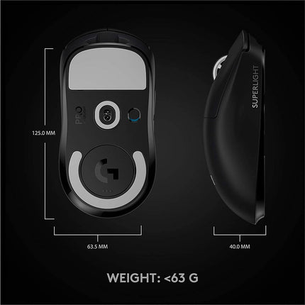 Logitech G PRO X Superlight Wireless USB Gaming Mouse, Ultra Lightweight 63 g, Hero 25K Sensor, 25, 600 DPI, 5 Programmable Buttons, Long Battery Life, for Esports, Compatible with PC/Mac-Black - Unboxify