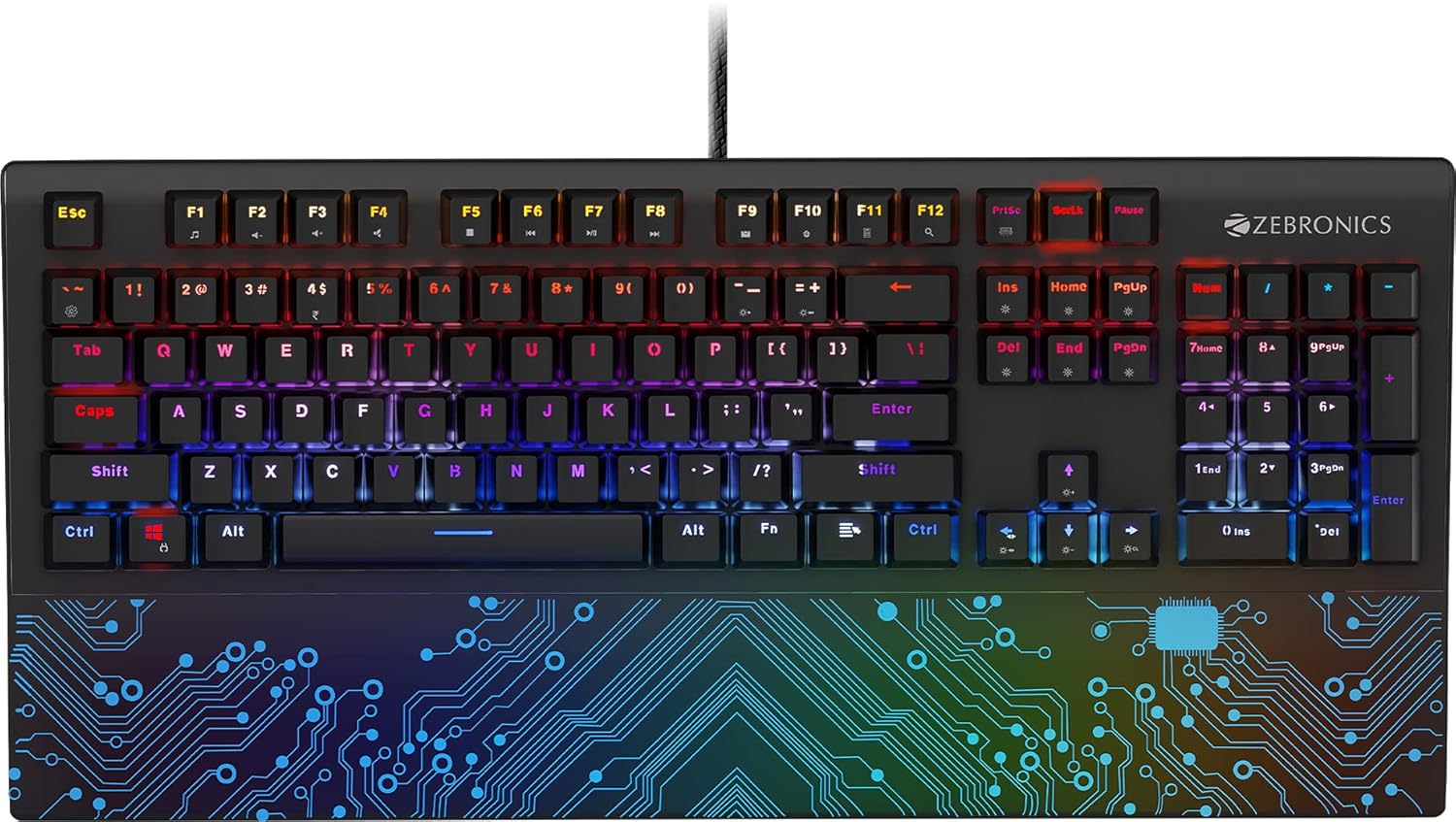 Zebronics Keyboard Box ZEBRONICS Zeb-MAX Chroma Premium Mechanical Gaming Keyboard with 104 T ...