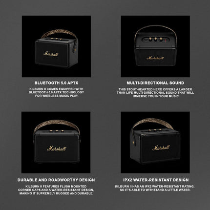 Marshall Kilburn II 36W Portable Bluetooth Speaker - Black & Brass