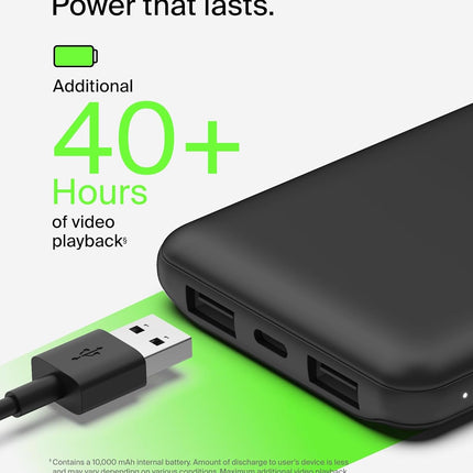 Belkin 10000 mAh Power Bank | Super Fast Charging | USB-C PD Port | 15W Charging for iPhone Series (16, 16 Pro Max), Samsung Galaxy, Google Pixel & More | 2 Years Warranty | Black - Unboxify