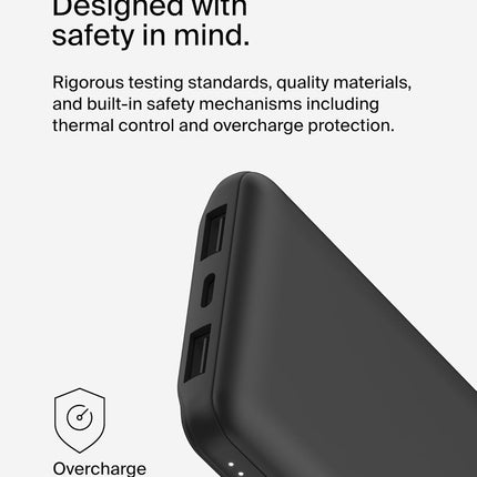 Belkin 10000 mAh Power Bank | Super Fast Charging | USB-C PD Port | 15W Charging for iPhone Series (16, 16 Pro Max), Samsung Galaxy, Google Pixel & More | 2 Years Warranty | Black - Unboxify