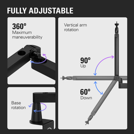 Elgato Wave Mic Arm LP - Premium Low Profile Microphone Arm with Cable Management Channels, Desk Clamp, Versatile Mounting and Fully Adjustable, perfect for Podcast, Streaming, Gaming, Home Office