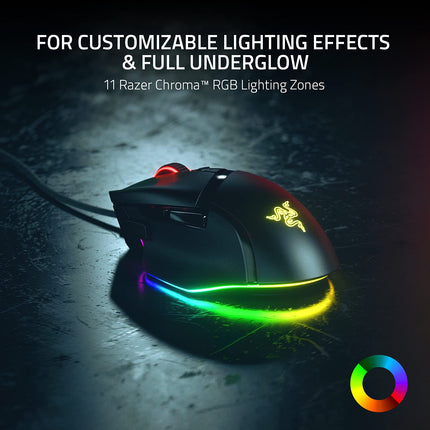 Razer Basilisk V3 Customizable Ergonomic Gaming Mouse: Chroma RGB Lighting - 26K DPI Optical Sensor - 11 Programmable Buttons - HyperScroll Tilt Wheel - Classic Black - RZ01-04000100-R3M6