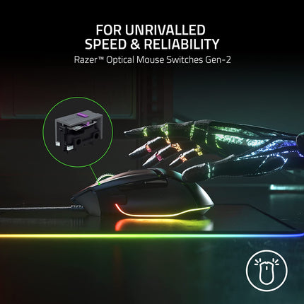 Razer Basilisk V3 Customizable Ergonomic Gaming Mouse: Chroma RGB Lighting - 26K DPI Optical Sensor - 11 Programmable Buttons - HyperScroll Tilt Wheel - Classic Black - RZ01-04000100-R3M6