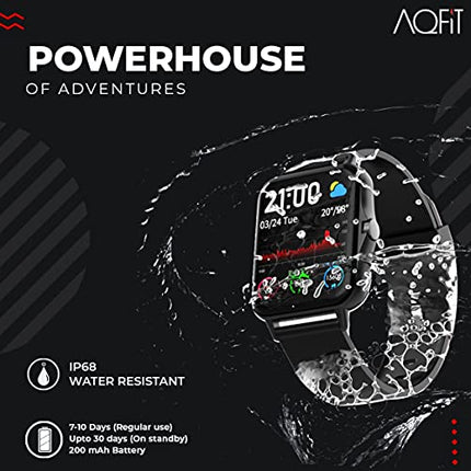 AQFIT W12 Smartwatch IP68 Water Resistant | 1.69” Full Touch Screen Display | Up to 7 Days of Battery Life | Integrated Health Check | 5.0 Bluetooth | for Men and Women(Black)