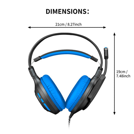Nitho Atlas Gaming Headset with Microphone, Over-Ear Stereo Headphones for Xbox Series X|S, Xbox One, PS5, PS4, Nintendo Switch, PC, Mobile, 3.5 mm Audio Jack, 50 mm Drivers - Blue
