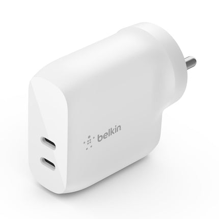 Belkin 40W (20W + 20W) Two Ports USB -C PD Wall Charger | Fast Charging for iPhone 17, Air, Pro, Pro Max, Samsung Galaxy S25, Google Pixel 10, iPad, AirPods, & More | 2 Years Warranty, White - Unboxify