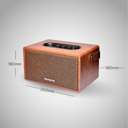 Aiwa Bluetooth Speaker with Powerful Bass, Built-in Microphone, Portable Speaker with 10+ Hours Play Time, Type-C Charging, 80W Speaker, TWS Dual-Link Technology | MI-X150 Retro Plus X (Brown)