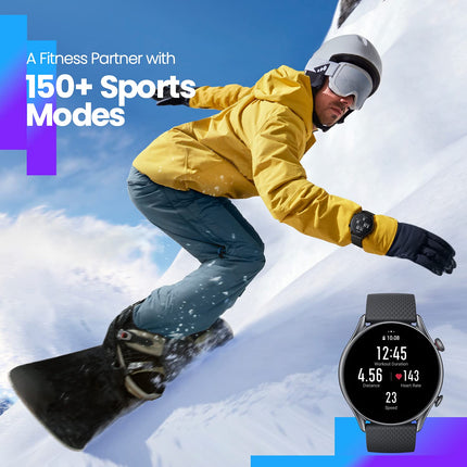 Amazfit GTR 3 Pro Smart Watch with BT Phone Calls, Blood Pressure Monitoring, 1.45 AMOLED Display, 24/7 Heart Rate Tracking, Alexa, GPS, WiFi, 12-Day Battery Life, 150 Sports Modes (Infinite Black)