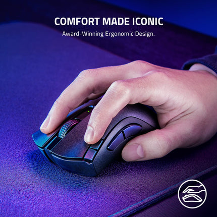 Razer Bluetooth DeathAdder V2 X Hyper Speed: Award-Winning Ergonomic Design with 16000 DPI - Ultra-Fast Hyper Speed Wireless Ergonomic Gaming Mouse - 235hr Battery Life - RZ01-04130100-R3A1, Black
