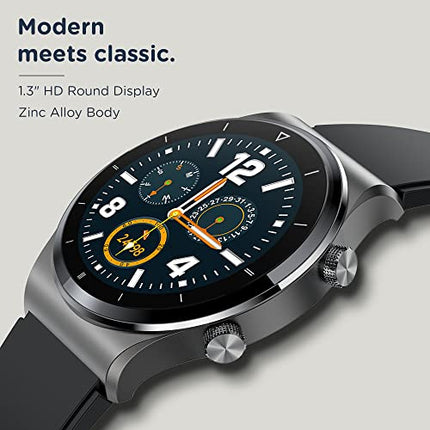 Pebble Revo Smartwatch, 1.3"(3.3cm) HD Touchscreen, Bluetooth Calling, Smart Watch with Rolling UI & Dual Button Technology, Spo2, Heart Rate & Temperature Monitoring (Black), (PFB13 Charcoal Black) - Unboxify