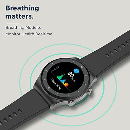 Pebble Revo Smartwatch, 1.3"(3.3cm) HD Touchscreen, Bluetooth Calling, Smart Watch with Rolling UI & Dual Button Technology, Spo2, Heart Rate & Temperature Monitoring (Black), (PFB13 Charcoal Black) - Unboxify