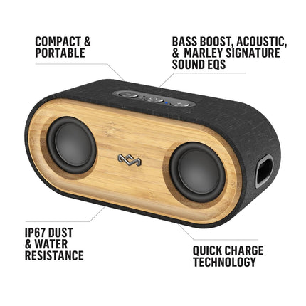 House of Marley Get Together 2 Mini: Portable Speaker with Wireless Bluetooth Connectivity, 15 Hours of Playtime and Sustainable Materials, Signature Black
