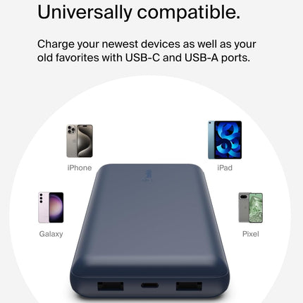 Belkin 20000 mAh 20W Power Bank | Super Fast Charging | USB-C PD Port | Fast Charging for iPhone 17, Air, Pro, Pro Max, AirPods, Samsung Galaxy S25, Google Pixel 10 & More | 2 Years Warranty - Unboxify