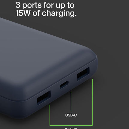 Belkin 20000 mAh 20W Power Bank | Super Fast Charging | USB-C PD Port | Fast Charging for iPhone 17, Air, Pro, Pro Max, AirPods, Samsung Galaxy S25, Google Pixel 10 & More | 2 Years Warranty - Unboxify