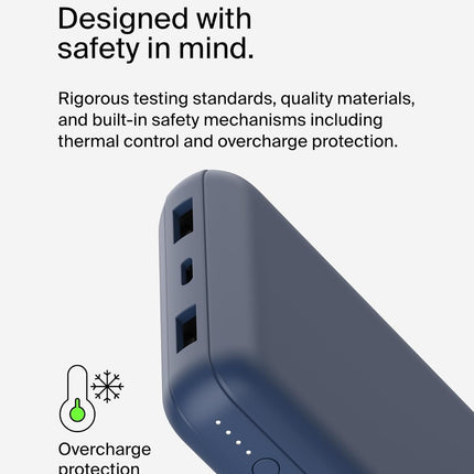 Belkin 20000 mAh 20W Power Bank | Super Fast Charging | USB-C PD Port | Fast Charging for iPhone 17, Air, Pro, Pro Max, AirPods, Samsung Galaxy S25, Google Pixel 10 & More | 2 Years Warranty - Unboxify