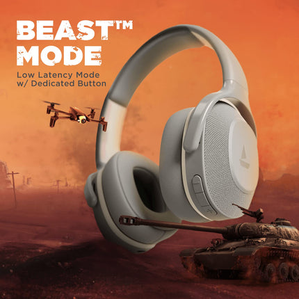 Boat Rockerz 425, ENx Tech, ASAP Charge, 25H Battery, Dual Pair, Stream Ad Free Music via App Support, Bluetooth Headphones, Wireless Over Ear Headphone with Mic (Ash Grey) - Unboxify