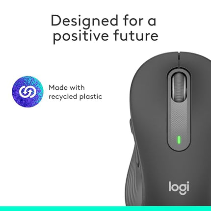 Logitech Signature M650 L Full Size Wireless Mouse - for Large Sized Hands, 2-Year Battery, Silent Clicks, Customisable Side Buttons, Bluetooth - Graphite