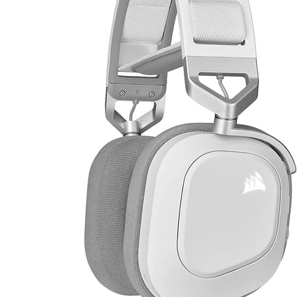 Corsair HS80 RGB Wireless Premium Gaming Headset with Dolby Atmos Audio (Low-Latency, Omni-Directional Microphone, 60ft Range, Up to 20 Hours Battery Life, PS5/PS4 Wireless Compatibility) White
