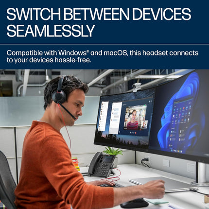 Poly (Plantronics) Blackwire 5220 Stereo Headset, Over-Ear w/Noise-canceling mic, 164g, Connect to Mobile/Tablet via 3.5 mm and PC via USB-C/A, Dynamic EQ, Hi-Fi Stereo, Black, 7S4B3AA
